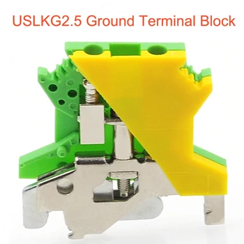 10/20/50 adet USLKG2. 5 Topraklama Terminal bloğu DİN Raylı Vida bornier UK-2.5 B sarı yeşil Topraklama morsettiera terminalleri konnektörler