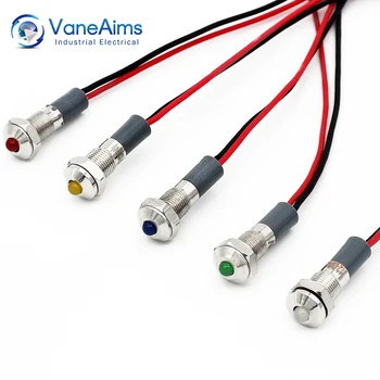 VaneAims Metal sinyal ışığı FXB6F-LED Küçük Güç Gösterge Lambası 6mm su geçirmez IP67 12V 24V 220V Kırmızı Yeşil Sarı Beyaz Mavi