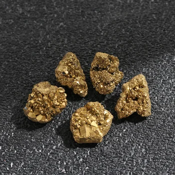 1 Adet Doğal Galvanik Altın Kristal Küme Titanyum Geode Küme DIY Taş Dekor Mineral Malzemeler Takı Yapmak Hediye Zanaat