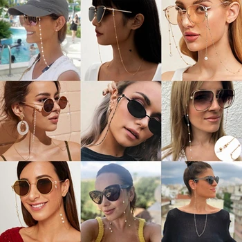 1 Adet Kadın Moda İnciler Güneş Gözlüğü Zincirleri Altın Gözlük Zinciri Gözlük Tutucu Kolye Gözlük Tutucu Aksesuarları Takı