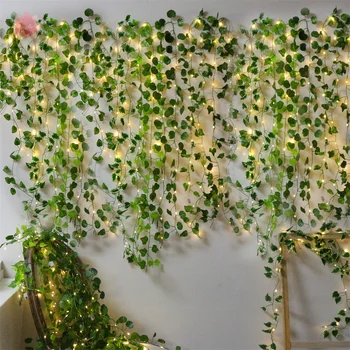 1 Adet LED Dize ışıkları Sarmaşık Ev Düğün Odası Dekor Yapay sarmaşık yaprağı Garland bitkiler DIY Sarmaşık Asma Noel Süslemeleri 2022