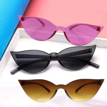 1 Adet Tek parça Kedi Göz Güneş Kadınlar Marka Tasarımcısı Moda Seksi Retro Vintage güneş gözlüğü Gözlük Renkli Sürücü Gözlük