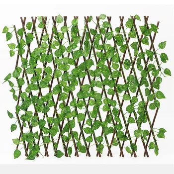1 Adet Yapay Simülasyon Bitki Çit Genişleyen Çit Geri Çekilebilir Çit Avlu Bitki Yeşil Yapraklar Açık Bahçe Yard