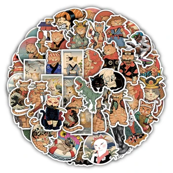 10/30/50 ADET Komik Samurai Kedi Anime Çıkartmalar Oyuncak DIY Dekorasyon Bavul Dizüstü Telefon Kırtasiye Araba Sticker Karikatür Çıkartmaları