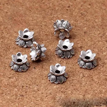 10 adet / grup Çift Boyutu Lotus Çiçek Metal Boncuk 10x8x5mm Tibet Gümüş Charm Spacer Boncuk DIY Bilezikler Takı Yapımı Malzemeleri