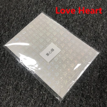 10 Adet Holografik Folyo Yapışkan Bant Geri Kalp Yıldız Soğuk Laminasyon Kağıt Plastik A4 DIY Paketi Kart Fotoğraf laminasyon Filmi