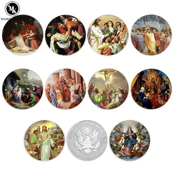10 adet / takım Hıristiyan hatıra paraları Dini İnanç İsa Rozeti El Sanatları Dekorasyon Paraları Koleksiyonu Hediye