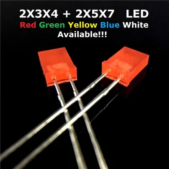 100 ADET 2x5x7 / 2x3x4 Kare LED DIP Beyaz Kırmızı Sarı Yeşil Mavi yüksek parlak kaliteli boncuk 2*3*4/2*5*7 ışık yayan diyot