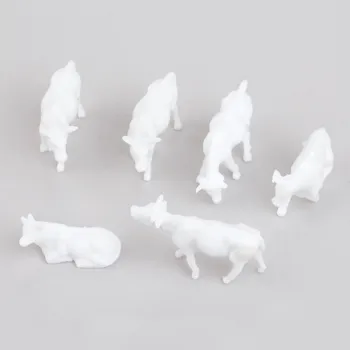 100 adet Beyaz Model İnekler Ölçekli 1: 87 Boyasız Plastik Çiftlik Hayvanları İnekler Model Tarım Parkı Kırsal Peyzaj Düzeni