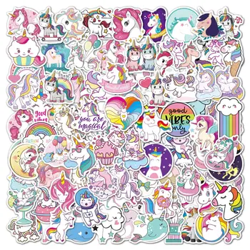 100 adet Sticker Unicorn Graffiti Sticker Bagaj Kaykay Su Geçirmez Etiket Sevimli Etiket Paketi Dizüstü Cilt çocuk Oyuncakları
