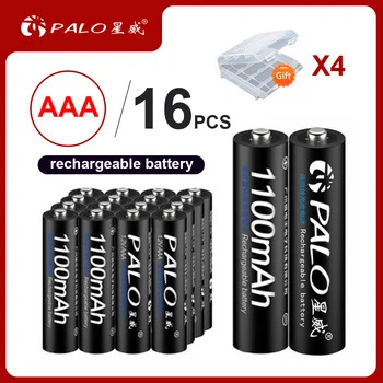 16 Adet PALO AAA Pil Nı-MH 1.2 V 1100mAh AAA şarj edilebilir pil Piller 3A Bateria Baterias 4 Pil ile Tutun Kutusu