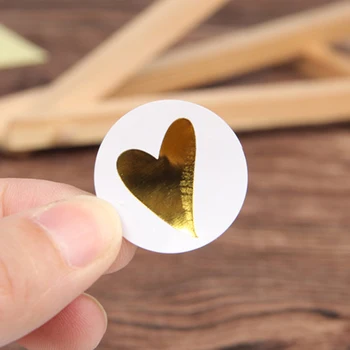 160 Adet / takım Yuvarlak Altın Kalp Çıkartmalar Sevimli Mühür Etiket Etiket Doğum Günü Kartı Zarf Hediye Dekorasyon Aşk Mühür Etiket