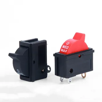 2 ADET 10A 250V Siyah Kırmızı Rüzgar Hızı Kontrol Düğmesi Rocker Anahtarı 3 Pozisyon 3pin SPDT Anahtarı Saç kurutma makinesi