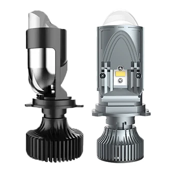 2 adet H4 LED Projektör Mini Lens Otomatik H4 LED far lambaları Kiti Dönüşüm Yüksek İşın Düşük İşın 120W Turbo Fan Araba İşık Lambası