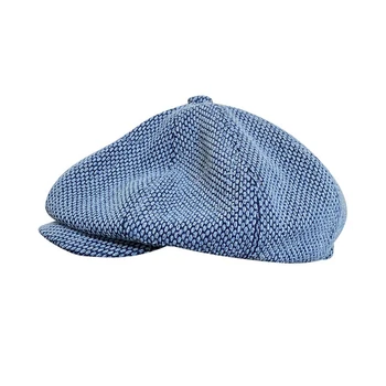 2021 Yeni Mavi Kadın Denim Sekizgen Kap Erkekler Newsboy Şapka Unisex Rahat Moda Bere Kadın Ressam Kap BLM306