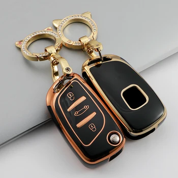 3 Düğme Yumuşak TPU Araba Katlanır Anahtar Durumda Tam Kapak Peugeot Citroen için C1 C2 C3 C4 C5 DS3 DS4 DS5 DS6 Uzaktan Anahtar Kabuk Aksesuarları