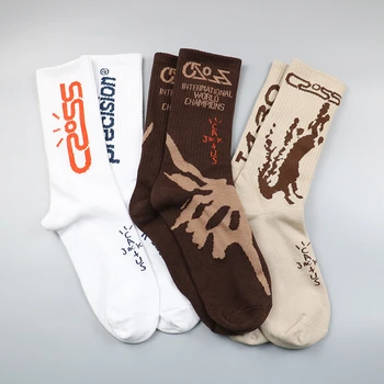 3 Pairs Travis Scott Çorap Tüm Pamuk Spor Tüp Çorap Erkek Kadın Çorap Nefes Ter Esneklik Sürtünme Dayanıklı 36-44
