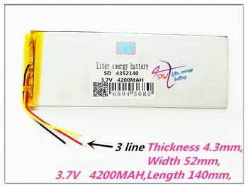 3 satır 4352140 3.7 V,4200mAH (polimer lityum iyon batarya) li-ion pil tablet pc için 7 inç 8 inç 9 inç