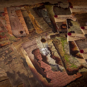 30 Yaprak Büyük Boy Ortaçağ Vintage Yanık Işareti Kağıt Önemsiz Günlüğü Günlüğü Scrapbooking dekorasyon kağıdı Malzemeleri