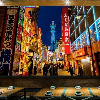 3D Japon Sokak Görünümü Fotoğraf Duvar Kağıdı Japon Tarzı Mutfağı Izakaya Suşi Restoran Endüstriyel Dekor Duvar Kağıdı 3D