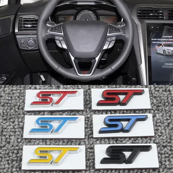 3D Metal ST Araba direksiyon Amblem Rozeti Sticker Ford ST Fiesta Kuga EcoSport Escort Mondeo mk2 mk3 mk4 mk5 odak 1 2 3