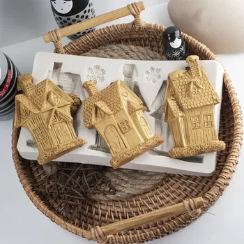 3D Mini Ev Sahne Noel kurabiye kalıbı Seti Çerez Bisküvi Kalıp Çelik Zencefilli Ev Fondan Kesici Pişirme Aracı