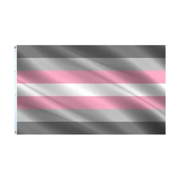 3x5 Ft Yarı Kız Gurur Bayrağı Yarı Kız Kadın LGBT Gri Bayraklar