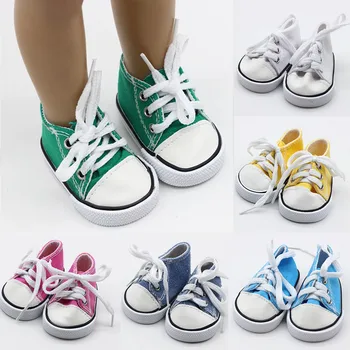 43cm Doğan Bebek Bebek Ayakkabıları Tuval Lace Up Sneakers Beyaz Siyah Yeşil Pembe kırmızı ayakkabılar 18 inç Yükseklik Kız Bebek Aksesuarları