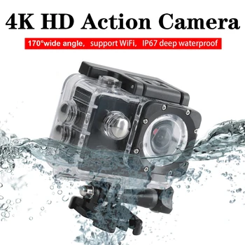 4K Ultra HD Eylem Kamera 2.0 inç Ekran WiFi Uzaktan Kumanda Sualtı Su Geçirmez Kask Video Kayıt Kameraları Mini spor kamerası