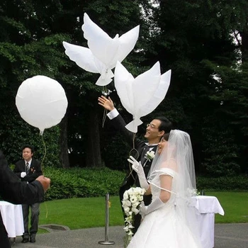 5 adet/grup Uçan Beyaz Güvercin Balonlar Düğün Dekorasyon İçin Biyobozunur Hidrojen Beyaz Güvercin Balon Fotoğraf Sahne Çocuklar Hediyeler