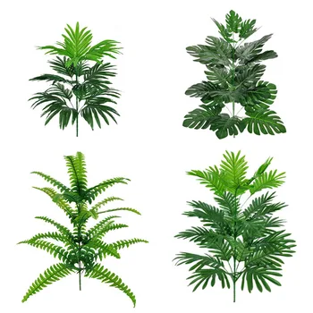 50-82 cm Büyük Plastik Tropikal Palmiye Ağacı Büyük Yapay Bitkiler Sahte Monstera Yapraklar Ağacı İpek Sahte Bitki Bahçe Ev Dekor İçin
