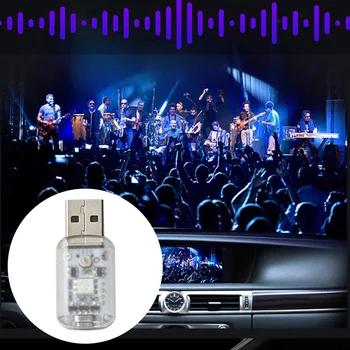 5V araba LED atmosfer ışığı dokunmatik ses kontrolü dekoratif ışık USB sihirli sahne etkisi ışık çakmak KOQYOX