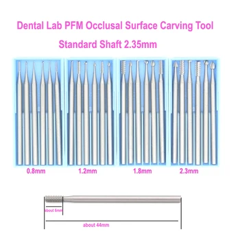 6 ADET Diş Laboratuvarı Oyma öğütücü seti Aracı Değiştirme PFM Taç Oklüzal Yüzey Şekli 6 DifferentSpecifications Mili 2.35 mm