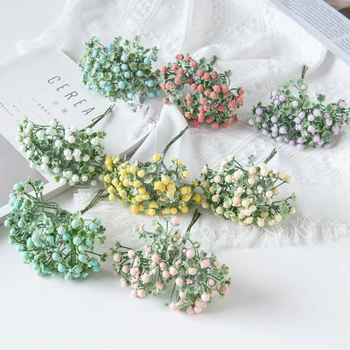 6 ADET yapay çiçekler Dıy Hediyeler Şeker Kutusu Sahte Bitkiler Noel Çiçek Düzenleme Aksesuarları Ev Düğün Süslemeleri için