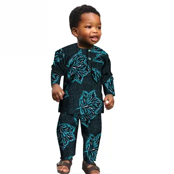 Afrika Giysi Erkek Ankara Baskı üst ve pantolon Setleri Dashiki Çocuklar çocuk kıyafetleri Bazin Riche Afrika Tarzı Giyim S204022
