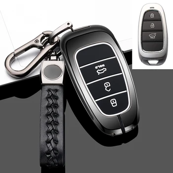 Alaşım Araba Anahtarı Durum Kapak için Hyundai Solaris Sonata Hibrid NEXO NX4 Yeni Grand Santa Fe Tucson 2020 2021 Aksesuarları Araba araba-Styling
