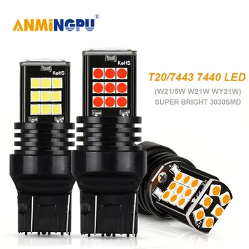 ANMINGPU 2x Sinyal Lambası T20 Led W21W 7440 W21 / 5 W 7443 3030SMD WY21W Led Dönüş ışığı Fren Lambası Ters İşık Beyaz Amber 12V
