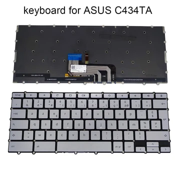 AZERTY Fransız arkadan aydınlatmalı klavye ASUS Chromebook için C434 C434TA DSM4T 14 FR NE Norveç arkadan aydınlatmalı klavyeler dizüstü bilgisayarlar gümüş ASM18J2