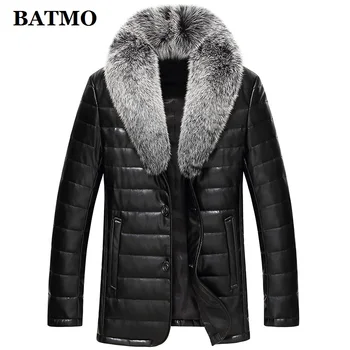 BATMO gerçek deri ceketler erkekler, 95 % beyaz ördek aşağı ceket erkekler, tilki kürk yaka, artı boyutu M-5XL 1707