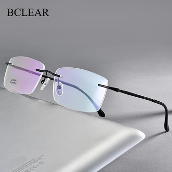 BCLEAR Alaşım Çerçeve Gözlük Çerçevesiz Çerçeve Erkekler Iş Tarzı Miyop Gözlük ve Optik Gözlük Yeni Varış
