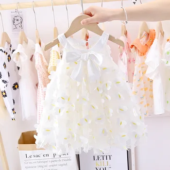 Bebek Kız yaz elbisesi Elbise Prenses Parti Tül Yürümeye Başlayan Elbiseler Yenidoğan Parti 1st Doğum Günü Elbise 0-2Y Vestidos Giyim