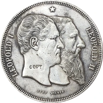 Belçika 5 Frank 1880 kopya paraları 37mm