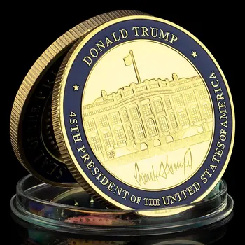 Beyaz Saray Altın Kaplama Hediyelik Eşya ve Hediyeler altın madalyonlar 45th Amerika Birleşik Devletleri Başkanı Donald Trump hatıra parası
