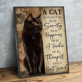 Bir Kedi Değil Sadece Bir Kedi Poster Vintage Siyah Kedi Tuval Baskılar Boyama Hayvan Arkadaş duvar sanat resmi için Modern ev dekor