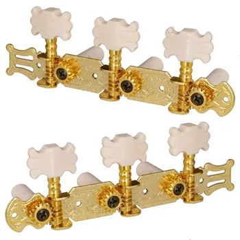 Bir Set Beyaz Çiçek düğmeler Altın Dize Tuner Tuning Kazıklar Tuşları Makine Başkanları Klasik Gitar Aksesuarları Parçaları