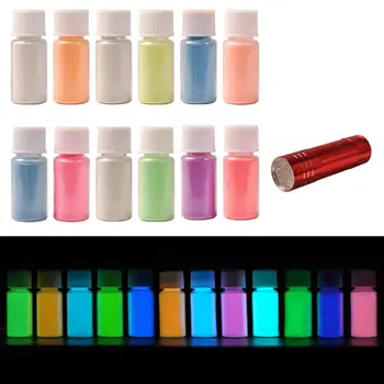Biutee 12 Renk karanlık pigment tozu UV Lambası ile Neon Renk Boya Floresan Tozu Epoksi Reçine Işık 20g / Şişe