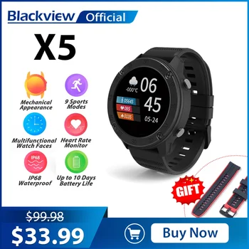 Blackview IP68 SmartWatch X5 Erkekler Kadınlar spor saat Saat Uyku Monitör Spor İzci Kalp Hızı akıllı saat IOS Android için