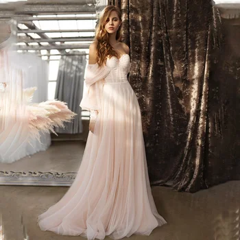 Boho düğün elbisesi Spagetti Sapanlar Bir Çizgi Beyaz Fildişi Şifon Dantel Prenses Plaj Gelin İki Adet gelinlik 2022 Yeni