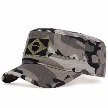 Brezilya Bayrağı Işlemeli beyzbol şapkası Erkekler Askeri Düz kapaklar Pamuk Hip Hop Askeri kapaklar Unisex Snapback şapka güneş şapkaları gorras