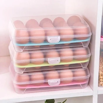 Buzdolabı Gıda 15 yumurta saklama Kabı Tek Katmanlı plastik kutu Ev Mutfak için